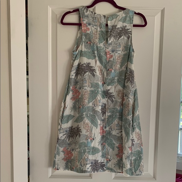 100% Linen Tropical Print Sleeveless Dress - Picture 2 of 6